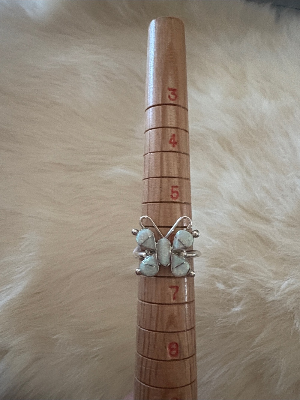 Sterling Silver Butterfly Ring with opal Stones